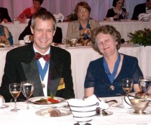 Joan Diehl and myself at the President\'s Ball, where the board was installed.