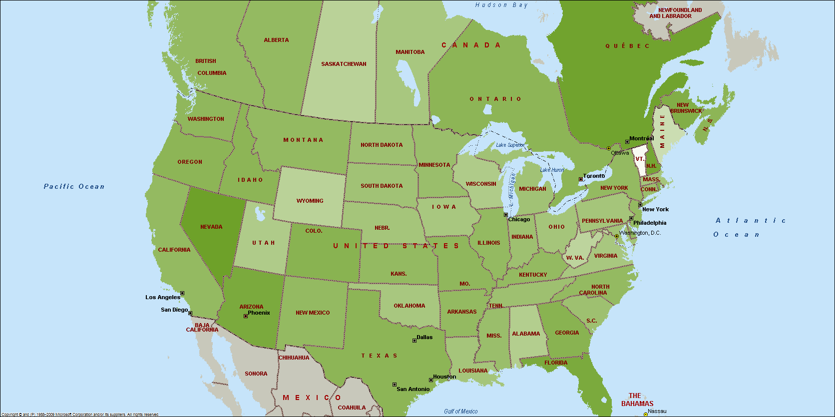 Восточное озеро на границе сша и канады. Карта США И Канады. Административная карта США И Канады. Канада на карте Северной Америки.